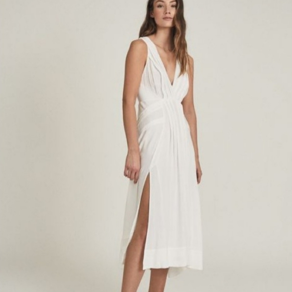 Reiss Marcella white split front sleeveless midi dress - Picture 6 of 16